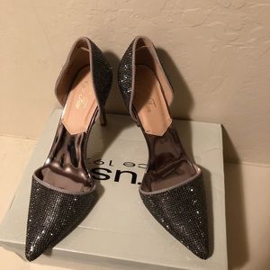 Silver sparkling heels